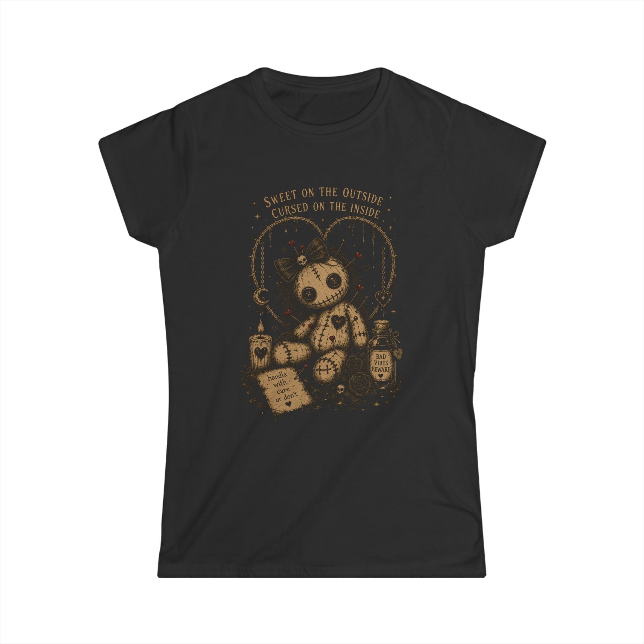 Sweet on the Outside, Cursed on the Inside – Creepy Cute Voodoo Doll T-Shirt