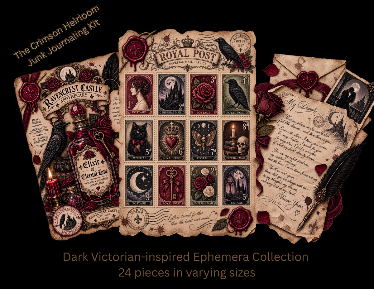The Crimson Heirloom Junk Journal Kit