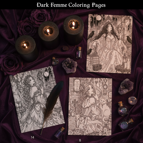 Dark Femme Coloring Pages Mockup